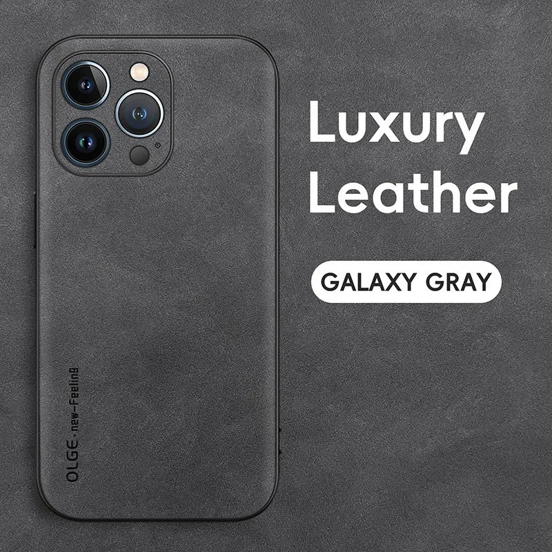 Luxury Leather Phone Case For iPhone 17 16 15 14 13 12 11 Pro Max Plus 17 Air Silicone Soft Protection Shockproof Cover Funda