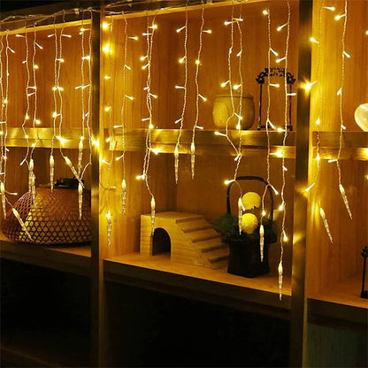 LED Curtain Icicle Christmas String Lights