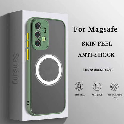Luxury Magnetic Wireless Charge Case For Samsung A53 A54 A55 A52 A52S A35 A34 A33 A32 A14 A12 A13 A71 5G Shockproof Matte Cover