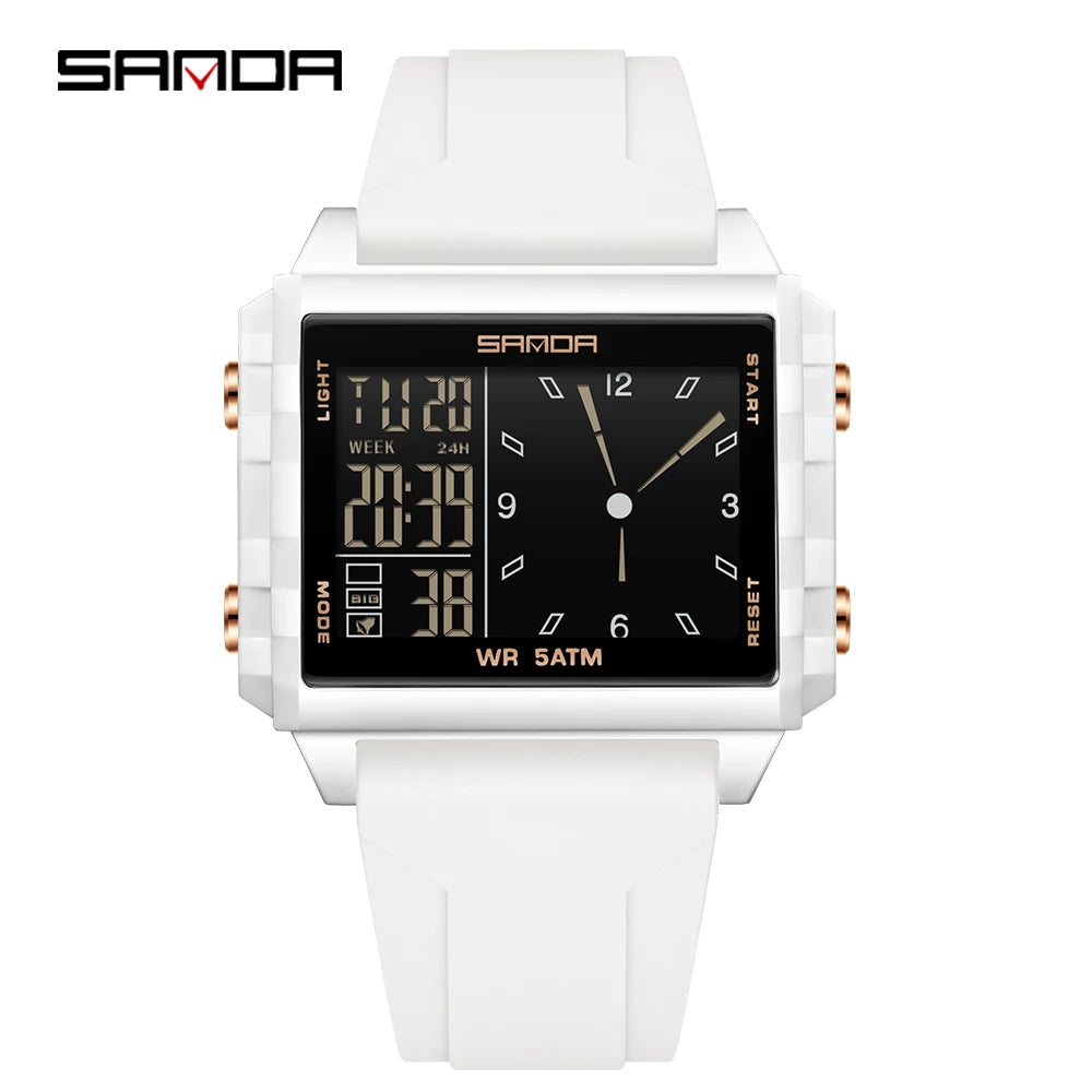 SANDA 6273 Fashion Electronic Watches for Man Luminous Calendar Waterproof Clock Outdoor Sports Casual Ladies Digital Wristwatch