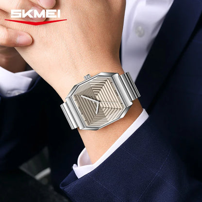 SKMEI 9393 Fashion Quartz Watch Unique Design Stainless Steel Men's Wristwatches Elegant Watches for Men relógios masculino