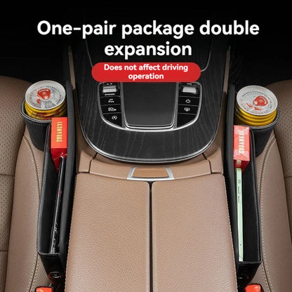 Leather Car Seat Gap Organizer Filler Side Storage Pocket With Cup Holder with logo For smart fortwo forfour 453 451 450 Car