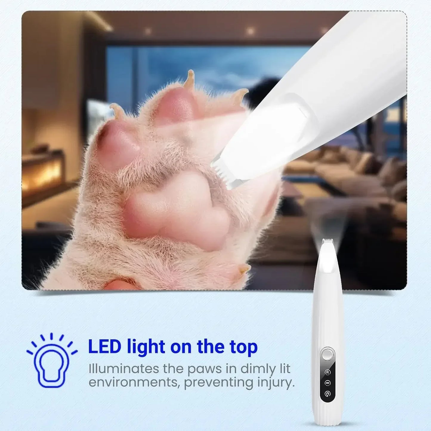 Portable Dog Paw Trimmer with Led Light Rechargeable Cordless Nail Grinder Shaver for Cats And Other Pets Nail Grooming Tools - Urbizia