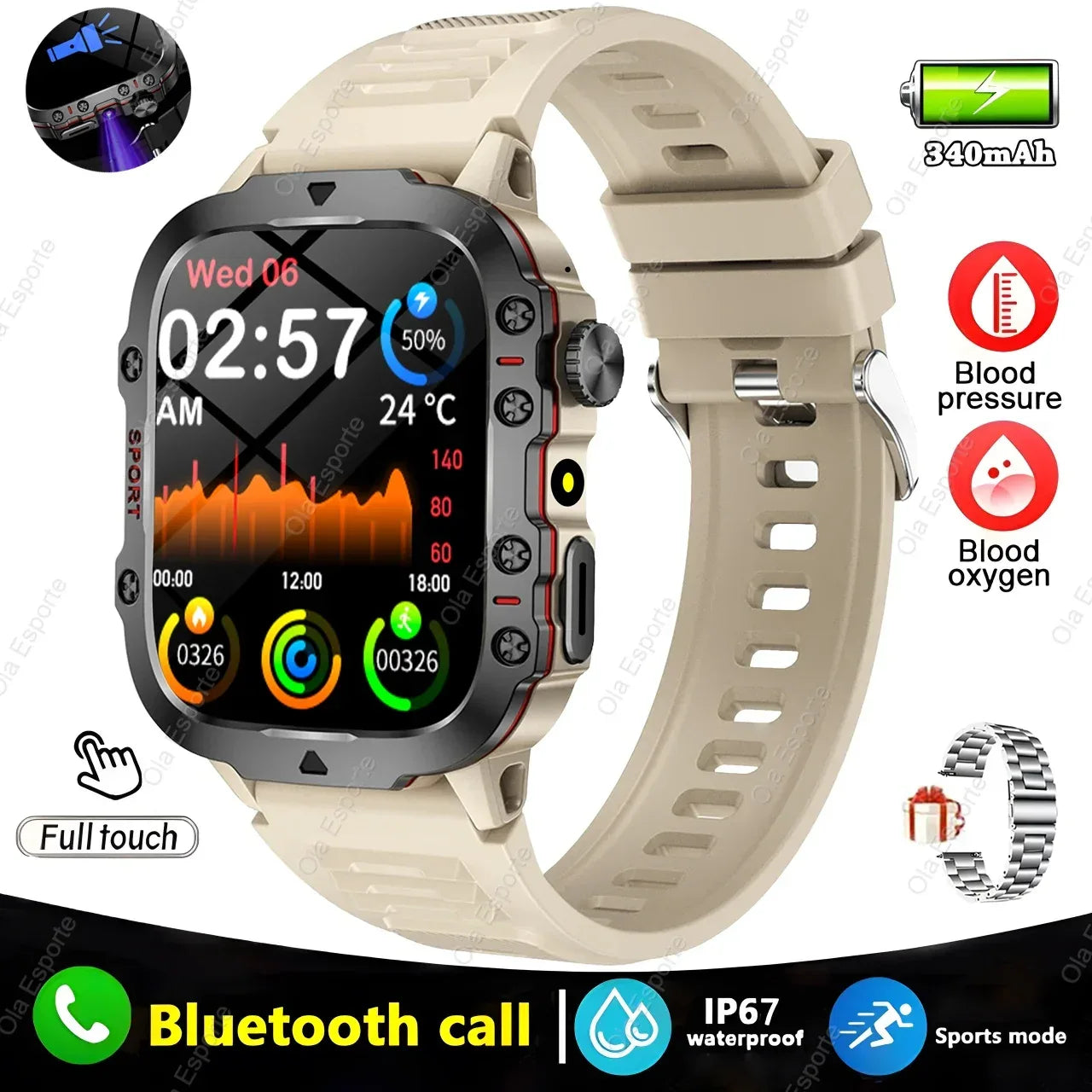 2025 New Military Smart Watch Men IP68 5ATM Outdoor Sports Fitness Tracker Health Monitoring 1.81Inch Bluetooth Calls Smartwatch - Urbizia