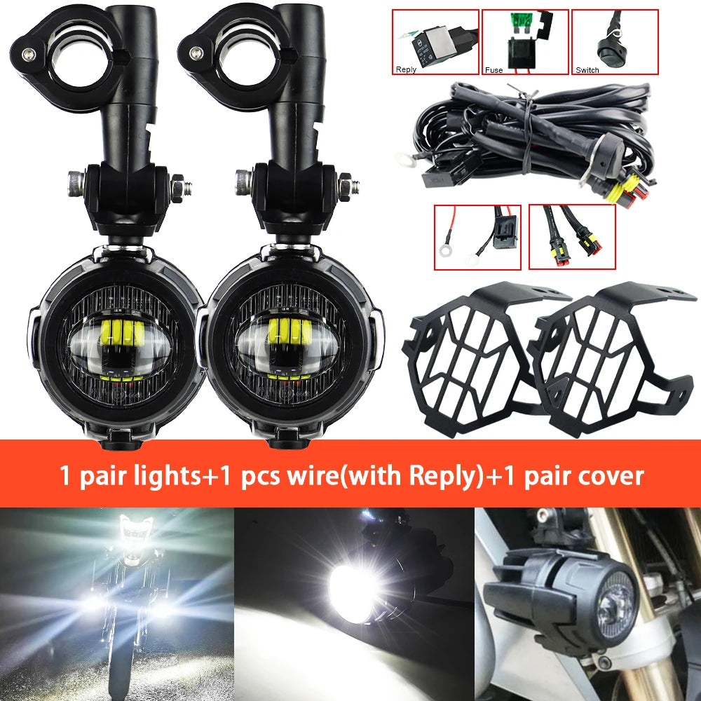 Auxiliary Lights LED Spot Driving Fog Lights for R1200GS F800GS K1600 Universal Motorcycle 40W 6000K Fog Lamps