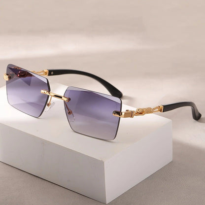 1pc Rimless Sunglasses Rectangle Women Men Shades Small Square Sun Glasses For Female Male Beach Vacation Travel Eyewear