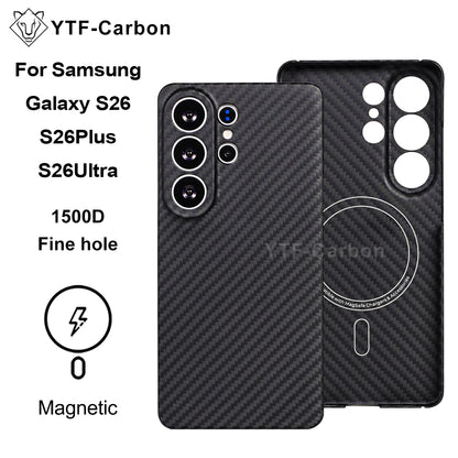 YTF-Carbon Magnetic Case For Samsung S26Ultra Aramid Carbon Fiber Cover For Magsafe S26 S26Plus Cover Mobile Phone Accessories