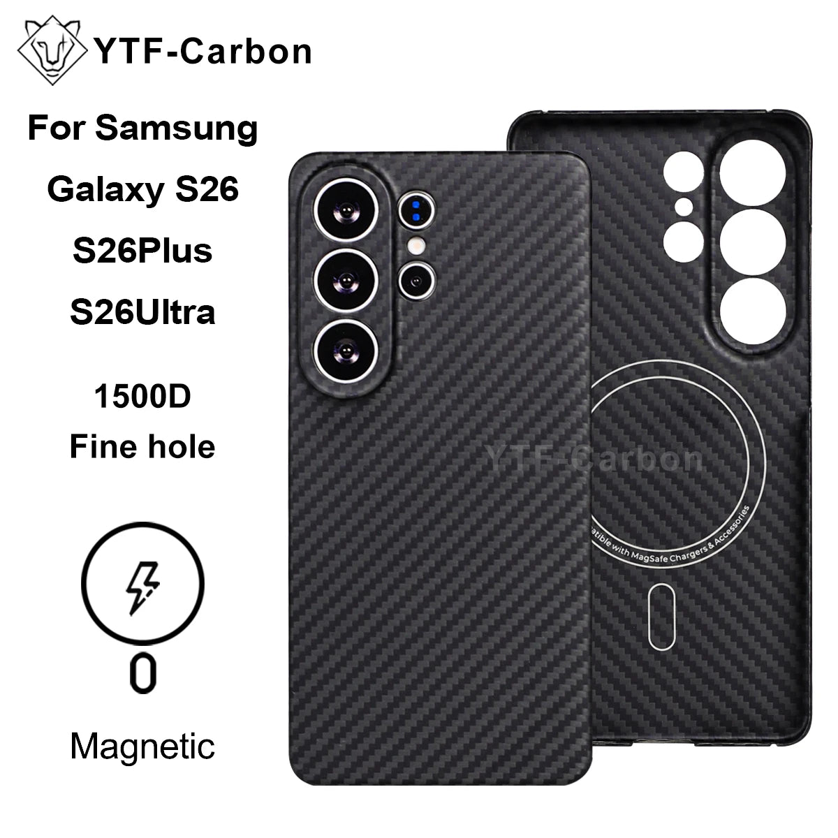YTF For Samsung Galaxy S26 Ultra Aramid Fiber phone case for magnetic S26 plus Thin Luxury S26 cover protective Kevlar case