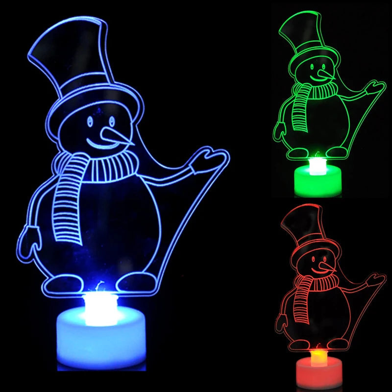 LED Mini Night Snowman Flash Lamp