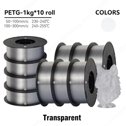 KINGROON 5/10KG PETG 3D Printer Filament 1.75mm +/- 0.03mm 3D Printing Filament Neatly Wound Filament Vacuum Packing Fast Shippi