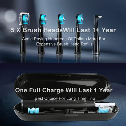 Seago Electric Toothbrush USB Rechargeable Adult 360 Days Long Battery Life IPX7 4 Replacement Heads Travel Box SG-575 - Urbizia