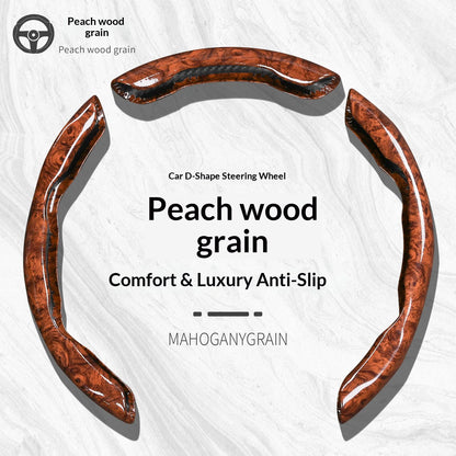 2pcs/3pcs Segmented Peach Wood Texture Universal Steering Wheel Cover Car Interior Accessories Practical Driving Tools Simple