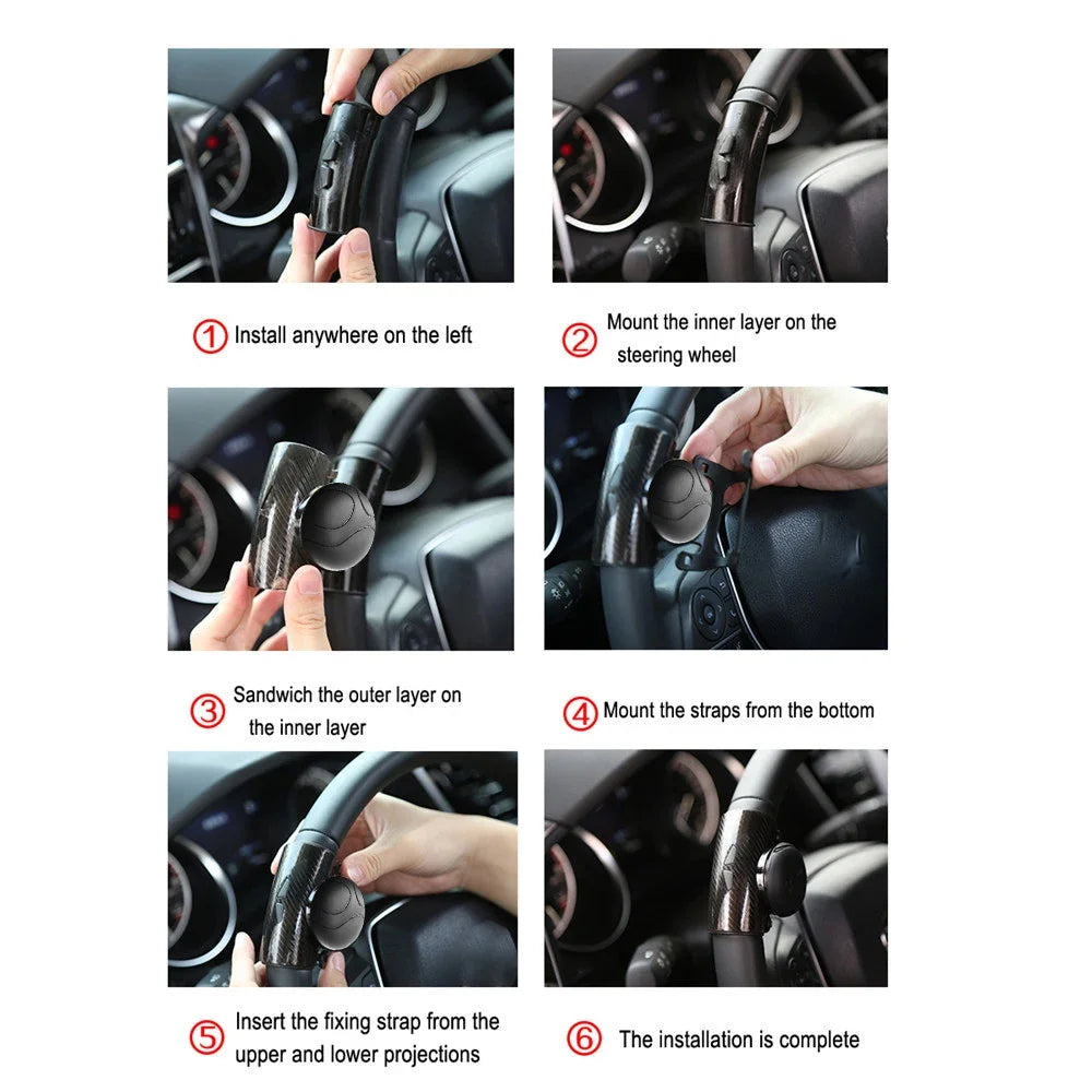 Car Steering Wheel Booster Ball Turning Spinner Knob Bearing Power Handle Rotating Universal Auto Accessories Labor Saving Kit
