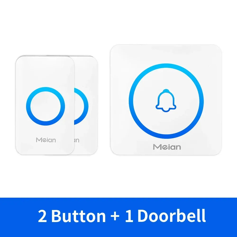 Meian Smart Home Doorbell Wireless Security Doorbell IP65 Waterproof Outdoor Door Bell 60 Songs 5 Volume Adjustable Chime Kit - Urbizia