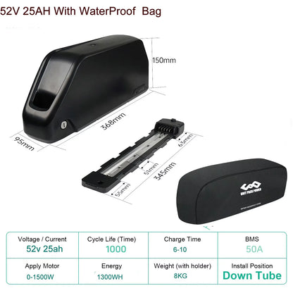52V 25AH EBike Battery 21700 Cells 72V 15AH 52V 48V 25ah 20AH Powerful Downtube Polly L-G 60V 20AH E Bike Battery Pack for Scooter 1000W 1500W 2000W