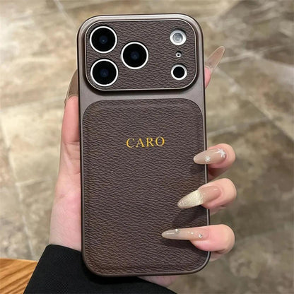 Personalized Initial Letter Leather iPhone Case
