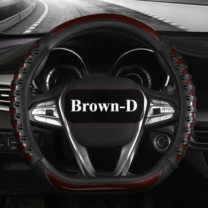 Carbon Fiber Leather Auto Steering Wheel Cover Universal Non Slip Steering Wheel Covers Car Accessories Interior Steering Covers