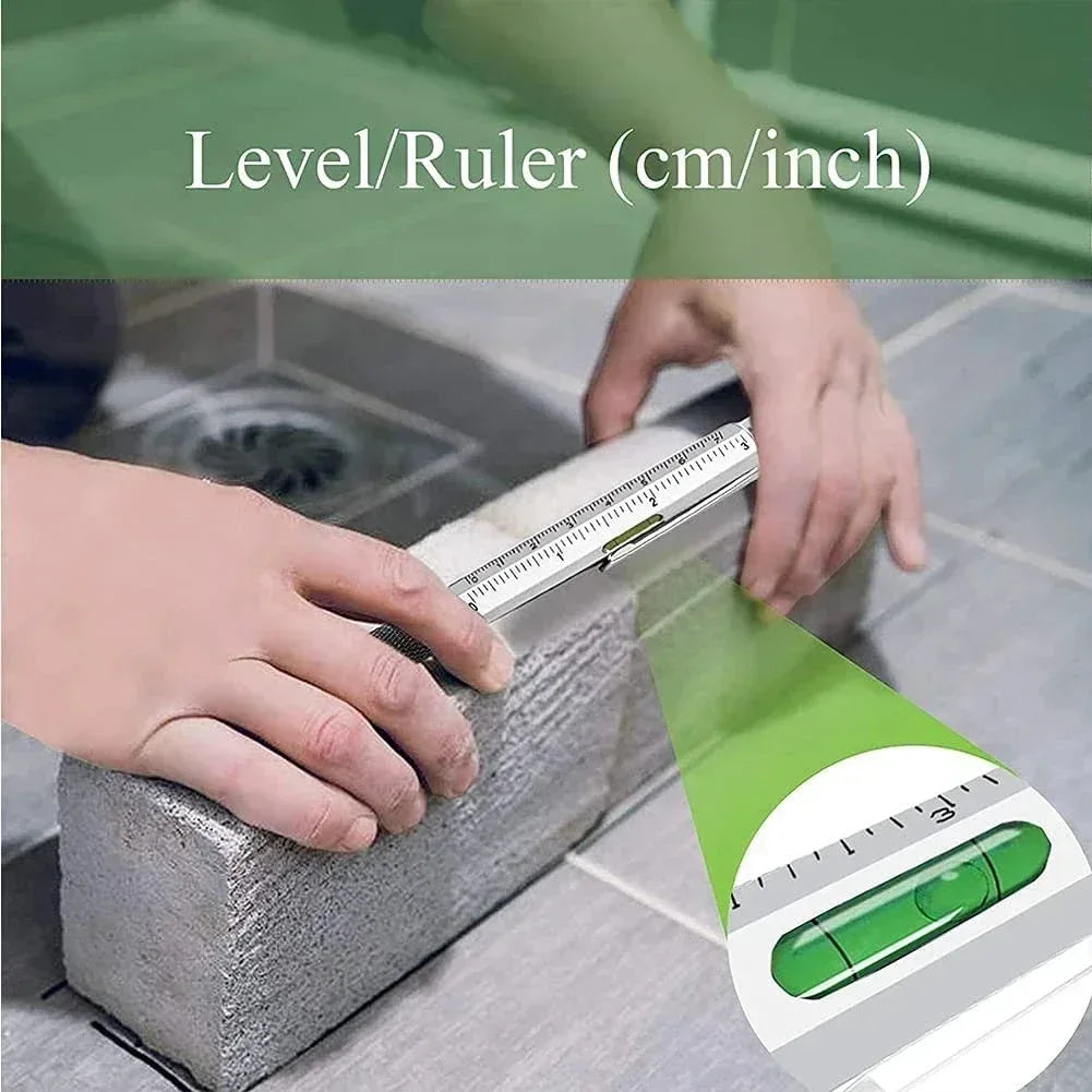 7 in 1 Multifunctional Pen Touch Screen Stylus Capacitive Pen with Screwdriver Ruler Levelgauge Refillable Ballpoint Pencil Tool - Urbizia
