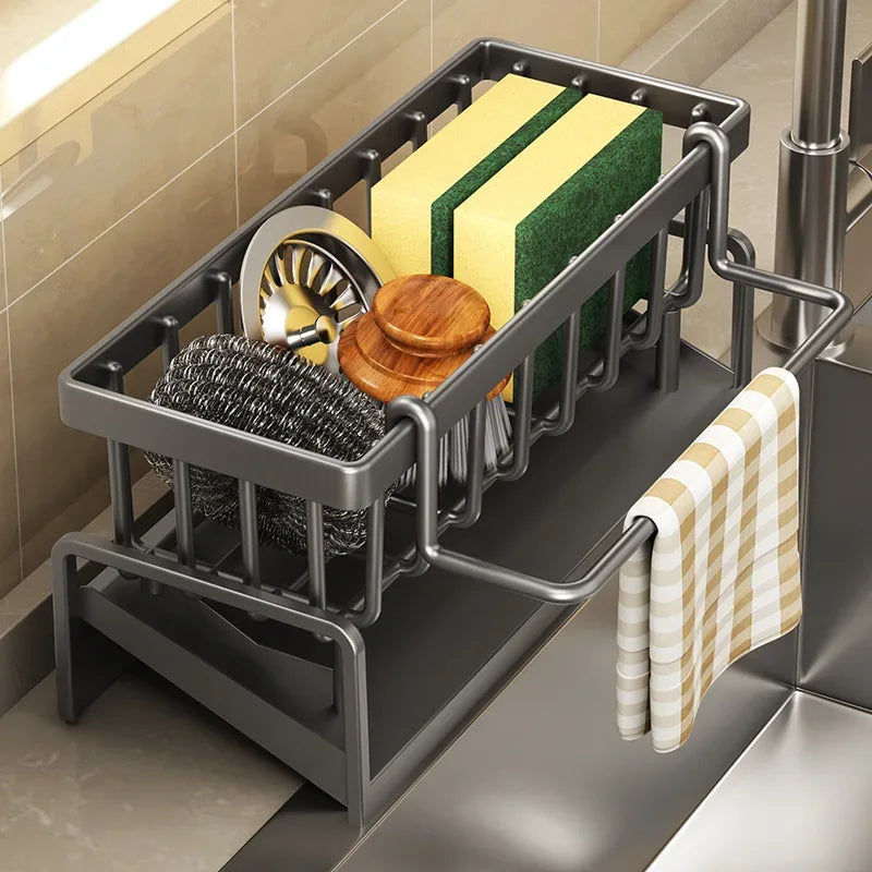 Kitchen Sink Drain Rack No-Drill Storage Shelf