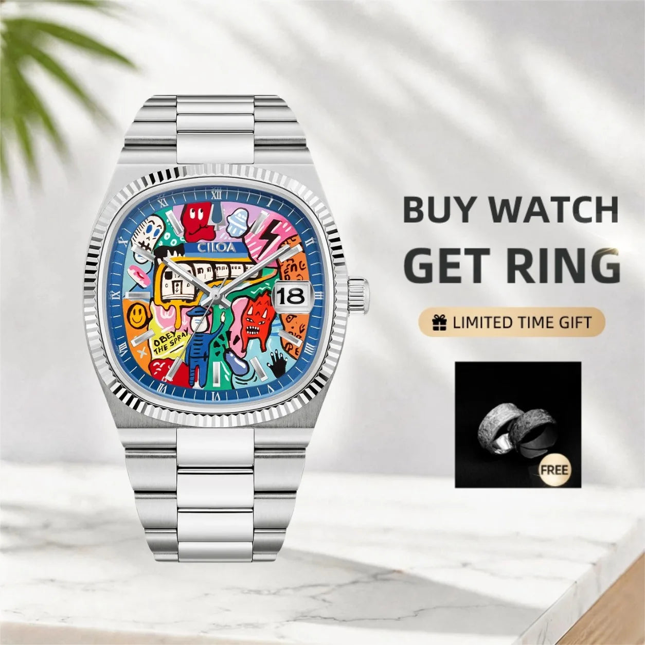 CILOA Watches for Man Square Luxury Quartz Watch New in Men's Sports Fashion Automatic Movement Male Wristwatches Gifts