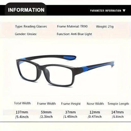 Square Sports Reading Glasses for Men & Women