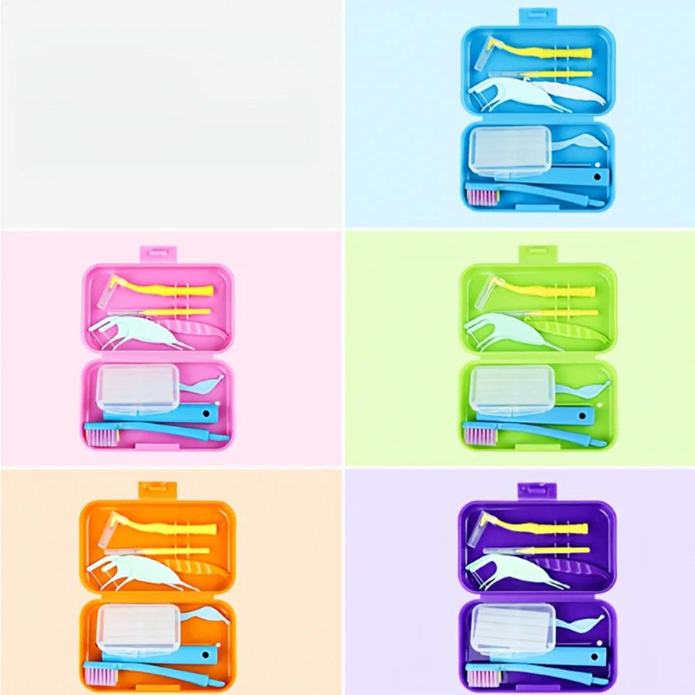 Travel Portable Orthodontic Oral Dental Cleaning Kit Foldable Toothbrush Orthodontic Wax Interdental Brush Oral Cleaning Care
