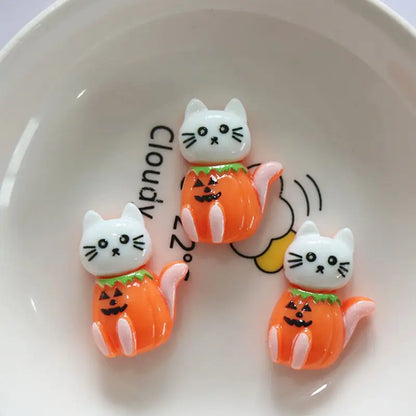 10Pcs Resin Halloween Ghosts, Skeletons & Pumpkins – Flat Back Embellishments