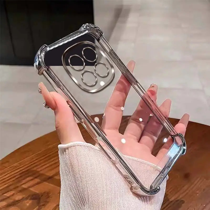 Luxury Plating Transparent Shockproof Case For Note 15 Pro Plus 5G 14/13 Pro Plus 4G 5G Redmi 15C 14C A5 A7 Pro Silicone Cover