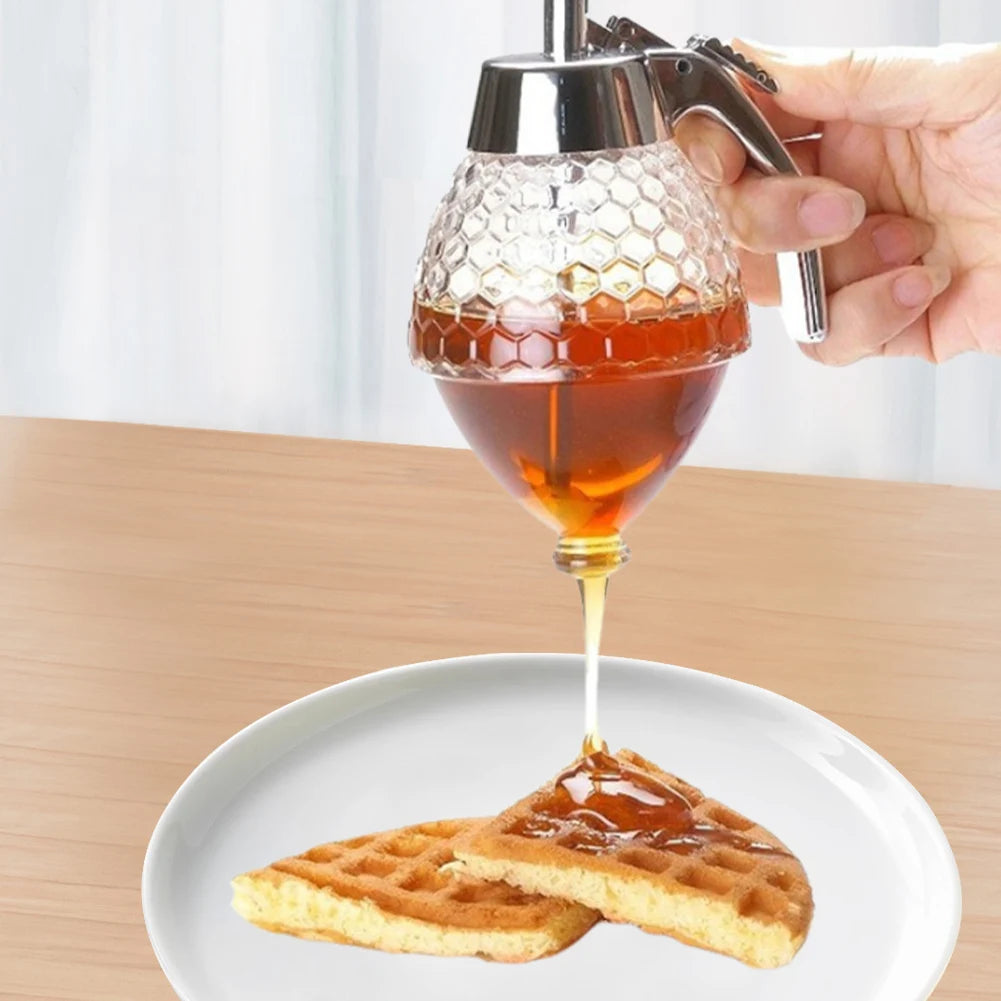 Honey Dispenser with Stand Honey Pourer Dispenser Olive Oil Dispenser Bottle for Home Kitchen Storing Honey and Syrup