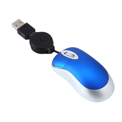 Mini Portable Wired Retractable Mouse Computer Mause Small Hand USB Optical 1000 DPI Office Mice for PC Laptop Notebook for Kids