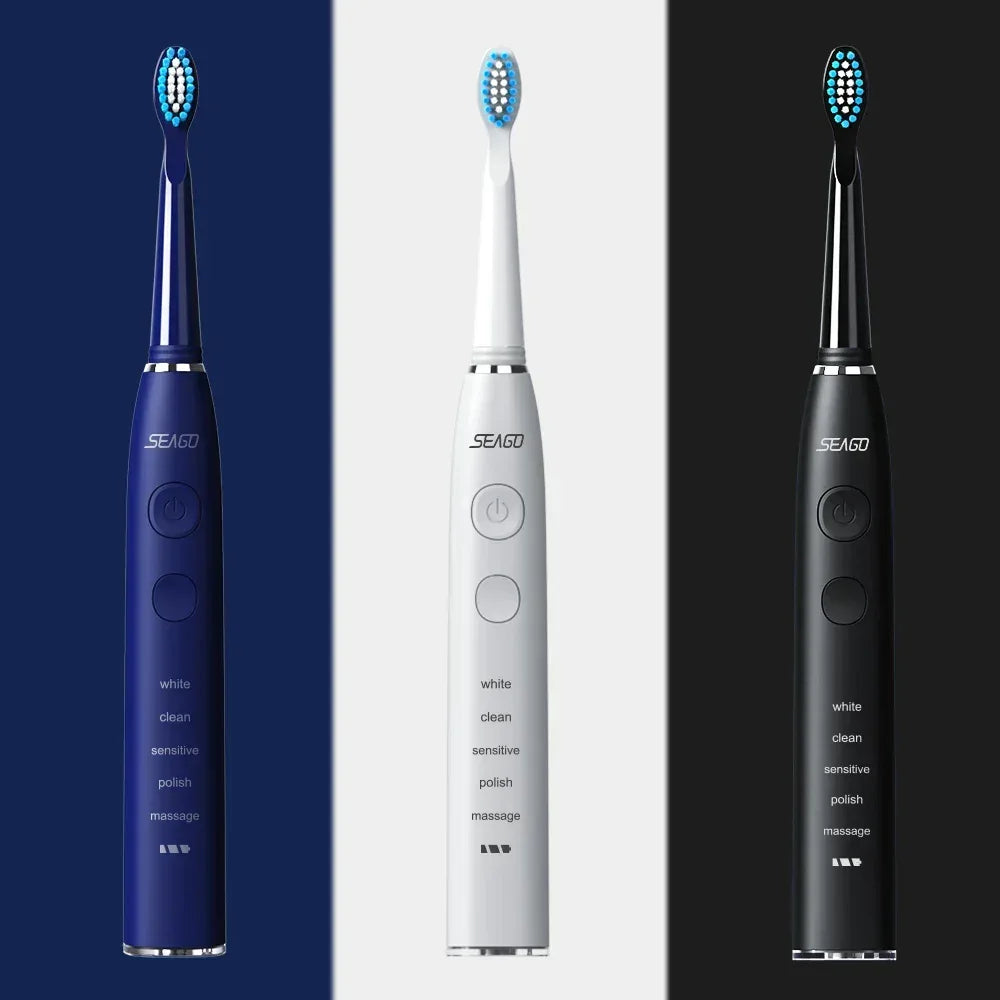Seago Electric Toothbrush USB Rechargeable Adult 360 Days Long Battery Life IPX7 4 Replacement Heads Travel Box SG-575 - Urbizia