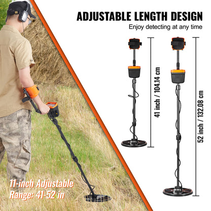 SucceBuy Metal Detector for Adults & Kids 10Inch Waterproof Search Coil + LCD Display 7 Modes Adjustable 41''-52'' Aluminum Stem