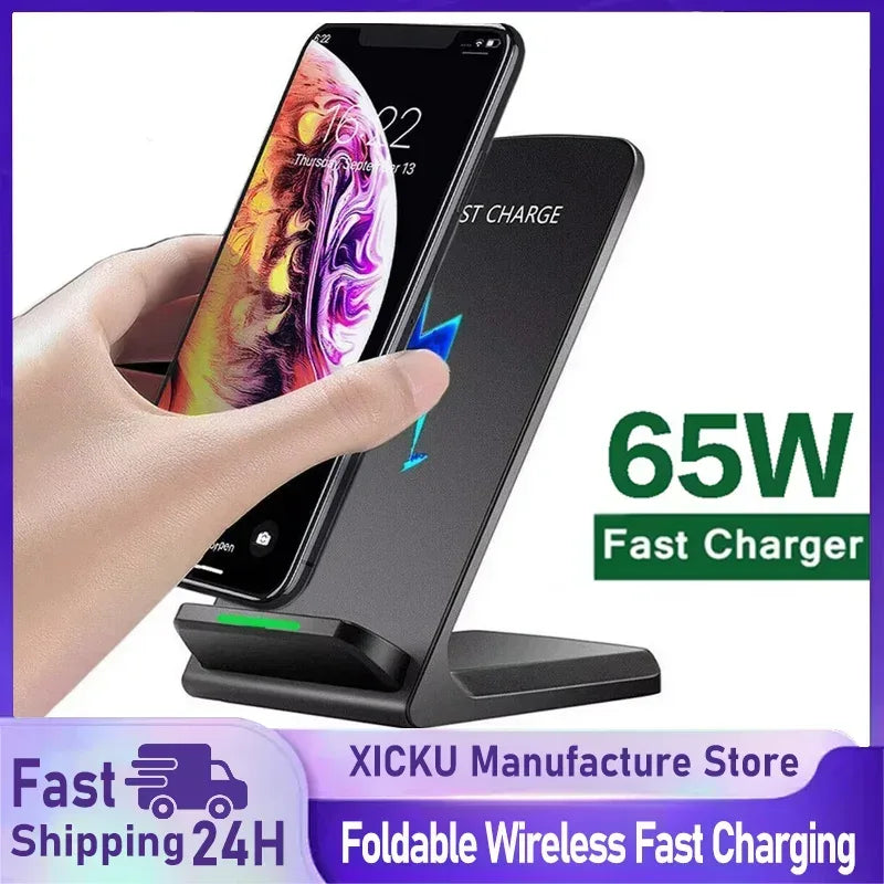 Fast Wireless Charger Stand Pad for iPhone 17 16 15 14 13 Pro Samsung Xiaomi Phone Chargers Induction Fast Charging Dock Station - Urbizia