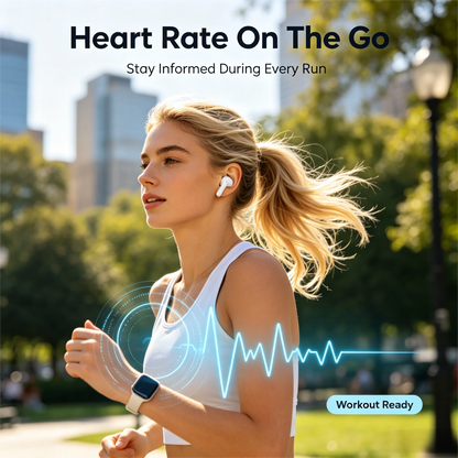 ZZLOVE Wireless Heart Rate Monitor TWS Earbuds Noise Cancelling Bluetooth Sport Earphones Charging Case