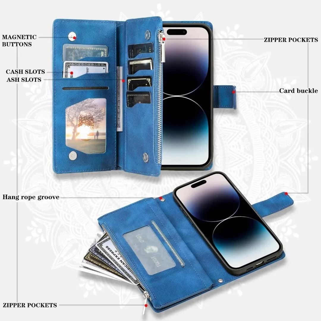 Leather Flip Wallet Case for Samsung Galaxy
