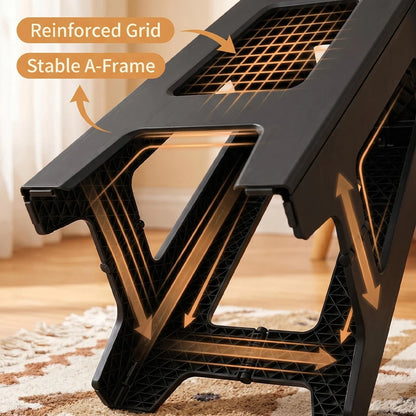 Foldable Stool Chair, 17.5inch Tall Folding Seat , Plastic Foldable Stool for Sitting, Portable Compact Folding Chair for Home Outdoor Camping, Black