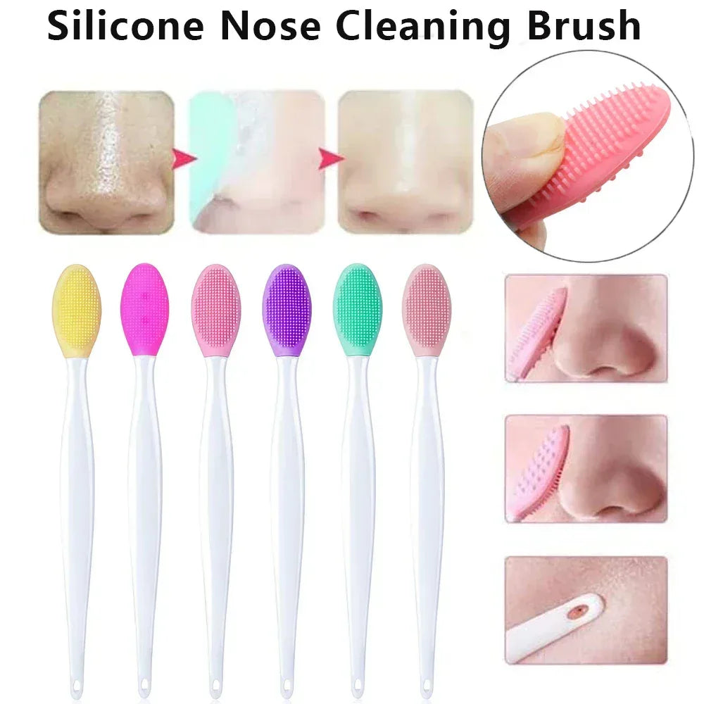 1PC/4PCS Beauty Skin Care Wash Face Silicone Brush Exfoliating Nose Clean Blackhead Removal Brushes Tools With Replacement Head - Urbizia