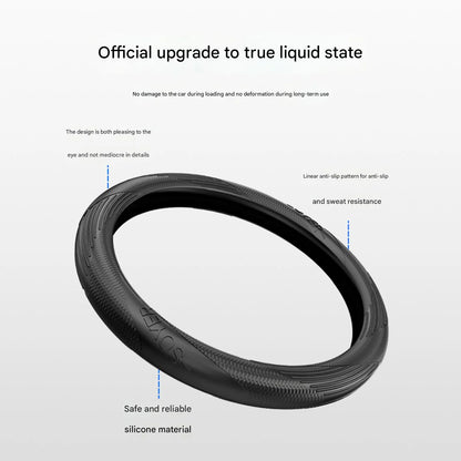 Car silicone steering wheel cover for men and women, sweat-absorbing and non-slip, universal for all seasons, thin and soft