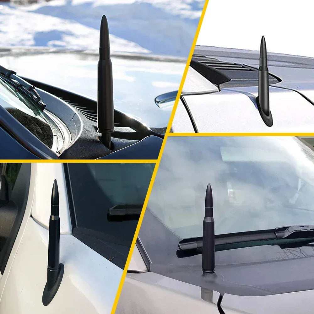 14cm Car Roof Antenna Bullet Radio Whip Aerial Antenna Pole AM/FM Radio Car Pole Universal with Screws Car Antenna Mini Short - Urbizia
