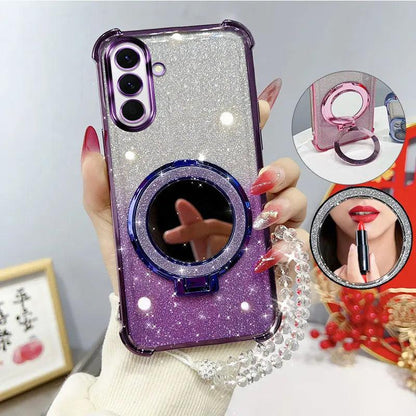 Samsung Glitter Mirror Stand Shockproof Beaded Case Cover