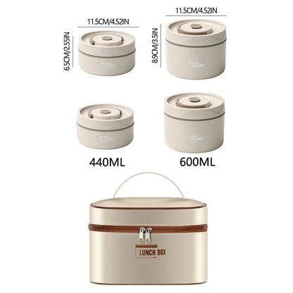 304 Stainless Steel Insulated Double-Layer Lunch Box with Bag