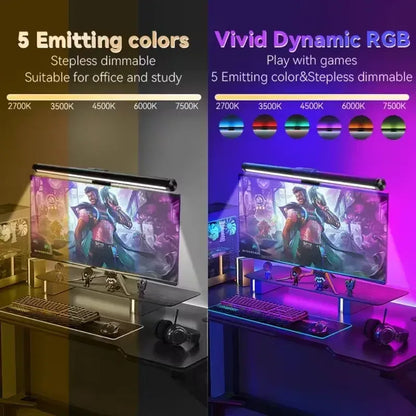 Computer Monitor Screen Light Bar LED Desk Lamp Monitor Light Bar Eye-Care Stepless Table Lamp Dimming Lighting for Work Gaming - Urbizia