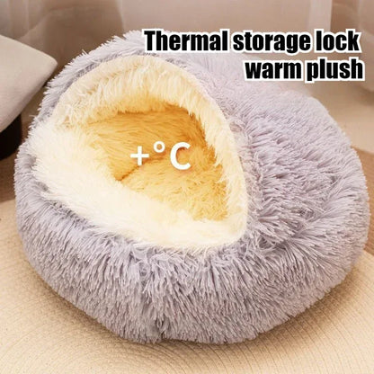 2 in 1 Soft Plush Pet Bed 50CM with Cover Round Cat Bed Pet Puppy Mattress Warm Cat Dog Sleeping Nest Cave for Small Dogs Mats - Urbizia