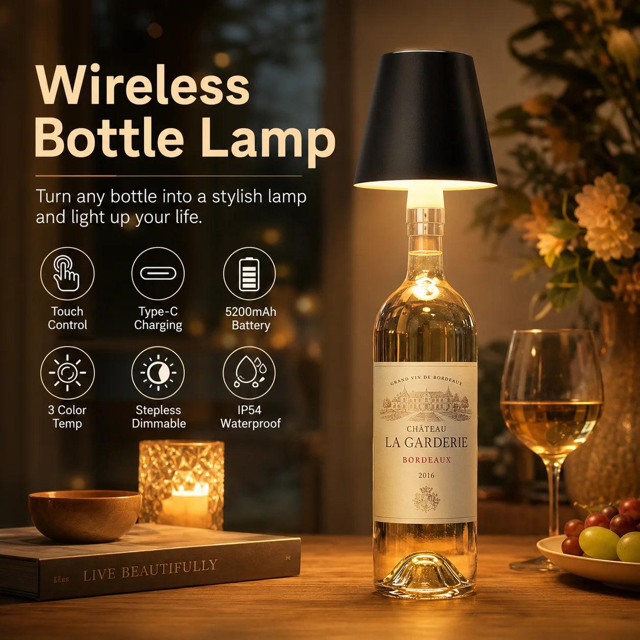 Wireless LED Bottle Lamp Rechargeable RGB Dimmable Wine Bottle Light Portable for Bar Restaurant Camping Party Decor Night Light
