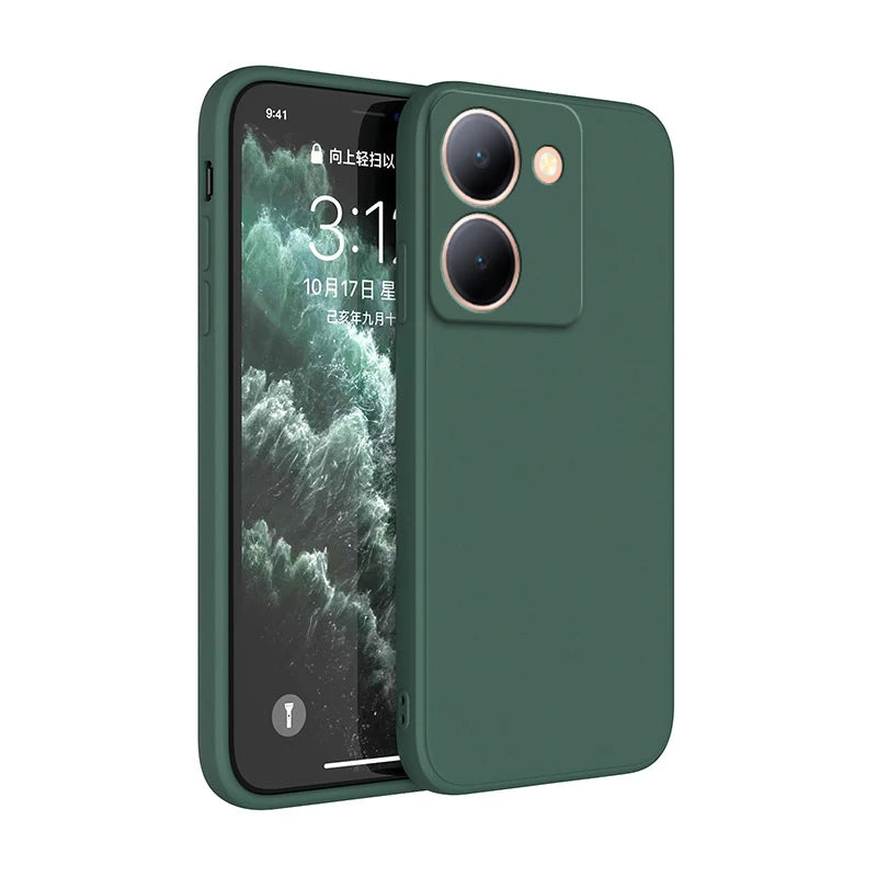 Pure Candy Phone Cover for VIVO Y36 Y27 Y78 4G 5G Luxury Shockproof Original Liquid Silicone Internal Flocking Soft Case Housing
