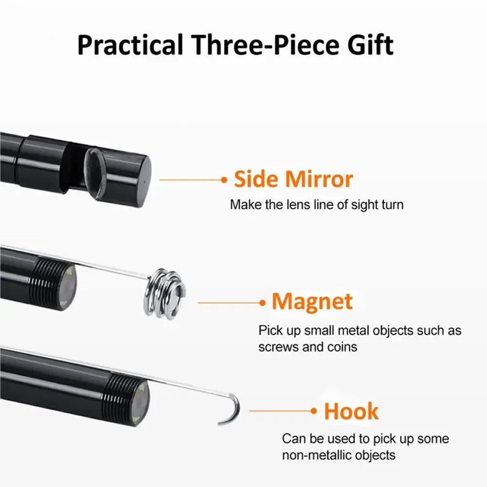 7.0MM TYPE-C Endoscope Camera IP67 Waterproof 6 LEDs Adjustable USB Android Flexible Inspection Borescope Cameras for Phone PC - Urbizia