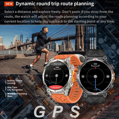 2026 New Outdoor Sports Smartwatch Men GPS Positioning 650mAh HD Call 1.56-inch AMOLED Screen Compass 5ATM Waterproof Watch Man - Urbizia