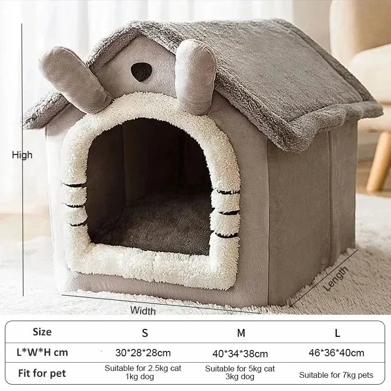 Indoor Warm Dog House Soft Pet Bed Tent House Dog Kennel Cat Bed Removable and Washable Cushion Suitable Four Season Universal - Urbizia