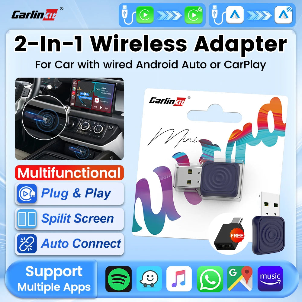 CarlinKit 5.0 Mini Ultra &Mini 5 Pro Wireless Adapter Wireless CarPlay &Android Auto USB Dongle For Cars Wireless Auto Connect