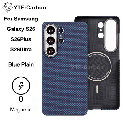 YTF-Carbon Magnetic Case For Samsung S26Ultra Aramid Carbon Fiber Cover For Magsafe S26 S26Plus Cover Mobile Phone Accessories